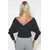 Trend Alacati Stili Ženska bluza dugih rukava ALC-019-053-BLZ, V-izrez, Tamnosiva