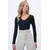 Trend Alacati Stili Ženska bluza dugih rukava Alc-X13290, V-izrez, Crna
