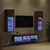 TV zidne jedinice Zidne 5 pcs Crni hrast Konstruirano drvo