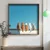 WallXpert uramljena MDF slika DOS072-70, pet mačaka na zidu okrenutih leđima pod plavim nebom, 70 x 70 cm