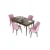 Hanah Home trpezarijski set Eva, sto na razvlačenje i 4 stolice, ploča u dekoru drveta Baroque, roze tkanina Babyface