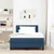 Vidaxl Postelja boxspring z vzmetnico Temno modra 120 x 190 cm blago