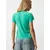 Happiness Istanbul Womens Light Green Crew Neck Basic Sandy T-Shirt