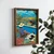 WallXpert uramljena MDF slika NAL119-70, žena sa šeširom i pas pored bazena među mediteranskim biljem, 50 x 70 cm