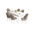 Hanah Home Set Trpezarijski sto i 6 stolica Roz, Bež-beli