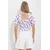 Trend Alacati Stili Ženska bluza kratkih rukava ALC-X11651, Brod izrez, Ljubičasto-bela