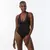 Crni ženski jednodelni kupaći kostim s ukrštanjem na leđima ISA