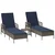Ležaljka 3 pcs Siva i tamnoplava 200 x 55 x 92 cm poliratan