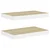 Plutajuće zidne police 2 kom hrast i bijele 40x23x3,8 cm MDF