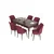 Hanah Home Set Trpezarijski sto i 6 stolica Eva, Bordo-braon