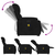 Električni masažni naslonjač na podizanje crni od mikrovlakana