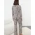 Trendyol Multicolored Leopard Patterned Ribbon/Bow Tie Knitted Pajama Set
