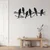 WallXpert metalni zidni ukras 5022, šest ptica na grani, 75 x 26 cm, crni