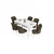 Hanah Home Set Trpezarijski sto i 6 stolica Eva, Braon-beli