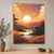 WallXpert uramljena slika na platnu Cc-D-Ah-1002, zalazak sunca nad jezerom sa planinama i drvećem, 70 x 95 cm