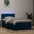 Vidaxl Box spring postelja z vzmetnico LED temno modra 80x220 cm žamet