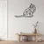 WallXpert metalni zidni ukras 5264, geometrijska mačka, 90 x 59 cm, crni