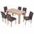 VIDAXL blagovaonski stol i stolice (7 kom) od umjetne kože, boja hrasta i smeđa