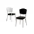 Hanah Home set trpezarijskih stolica Nape 2 kom, crna tkanina Babyface, bele metalne noge