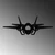 Wallity Zidna dekoracija F-35 Jet Fighter, 60 x 23 cm, Crna