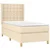 Vidaxl Box spring postelja z vzmetnico krem 90x190 cm blago