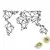 Wallity Zidna dekoracija World Map Led 010, 58 x 100 cm, Crna