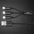 Remax Gition 3u1 pleteni USB-mikro USB / Lightning / USB-C kabel 2,8A 1,15M crni