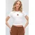Trend Alacati Stili Ženska bluza kratkih rukava Alc-X13672, Okrugli izrez, Bela