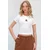 Trend Alacati Stili Ženska bluza kratkih rukava Alc-X13672, Okrugli izrez, Bela