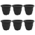 Okrugla saksija za cveće 6 pcs Crna O 26 x 21.5 cm Plastika