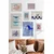 WallXpert set od 8 uramljenih slika Çgs-073, mornarski motivi u plavoj i crvenoj boji – kitovi, kamenica, sidro i devojka u talasima, beli ram