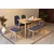 HANAH HOME Vina Mini 03 1048 Oak Dark Blue (Produžni set trpezarijskih stolova i stolica (6 komada))