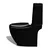 Greatstore Črn keramičen kopalniški set stoječa WC školjka in bide