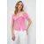 Trend Alacati Stili Ženska bluza kratkih rukava Alc-X13664, Brod izrez, Roze