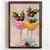 WallXpert uramljena MDF slika NAL134-70, tri koktela sa trešnjama u stilu uljane slike, 50 x 70 cm