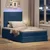 Vidaxl Otomanska postelja z vzmetnico & LEDs modra 120x190 cm blago