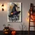 WallXpert slika na platnu 70100HALC-014, veštičji šešir sa paukom i natpis The Witch Is In, 70 x 100 cm