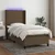Vidaxl Box spring postelja z vzmetnico LED temno rjava 90x200 cm blago