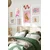 WallXpert set od 8 manjih uramljenih slika Çgs-038, roze i narandžasti motivi – tigrovi, kockice, karte i natpis Lucky You, beli ram