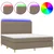 Vidaxl Box spring postelja z vzmetnico LED taupe 180x200 cm blago