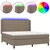 Krevet box spring s madracem LED smeđesivi 160x200 cm tkanina