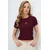 Trend Alacati Stili Ženska bluza kratkih rukava Alc-X13672, Okrugli izrez, Bordo