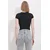 Trend Alacati Stili Ženska bluza kratkih rukava ALC-X11546, Okrugli izrez, Crna