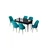 Hanah Home Set Trpezarijski sto i 6 stolica Zen, Tirkizno-crni