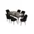 Hanah Home Set Trpezarijski sto i 6 stolica Eva, Crno-braon