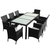 VIDAXL vrtni set miza + 8 stolov iz pletenega trsja, črn
