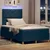 LED Box Spring Krevet s uzglavljem Plava 120 x 190 cm tkanina