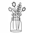 Wallity Zidna dekoracija Flower 7, 40x70 cm, 1.5 mm, Crna