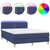 Vidaxl Box spring postelja z vzmetnico LED modra 140x190 cm blago