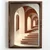 WallXpert uramljena MDF slika NAL185-46, stepenište i lukovi u toplim bež i terakota tonovima, 35,5 x 47 cm